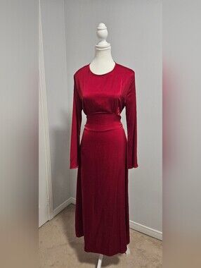 SHEIN Red Long-Sleeve Maxi Dress